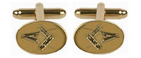 90 1386 - Masonic Engraved Oval with G - Gold plate