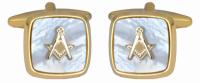 90 2820 - Masonic MoP embossed emblem - Gold plate
