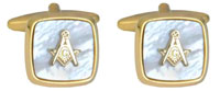90 2823 - Masonic MoP embossed emblem with 'G' - Gold plate