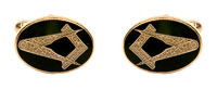 90 2829 - Masonic Black oval enamel - Gold plate
