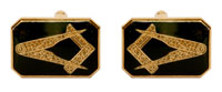 90 2831 - Masonic Black rectangle cut corners enamel - Gold plate