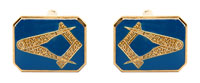 90 2832 - Masonic Blue rectangle cut corners enamel - Gold plate