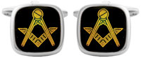 90 2836 - Masonic Onyx - Rhodium plate