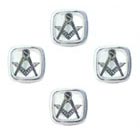50 2835/5 - Mother of pearl Dress Studs - Rhodium plate set